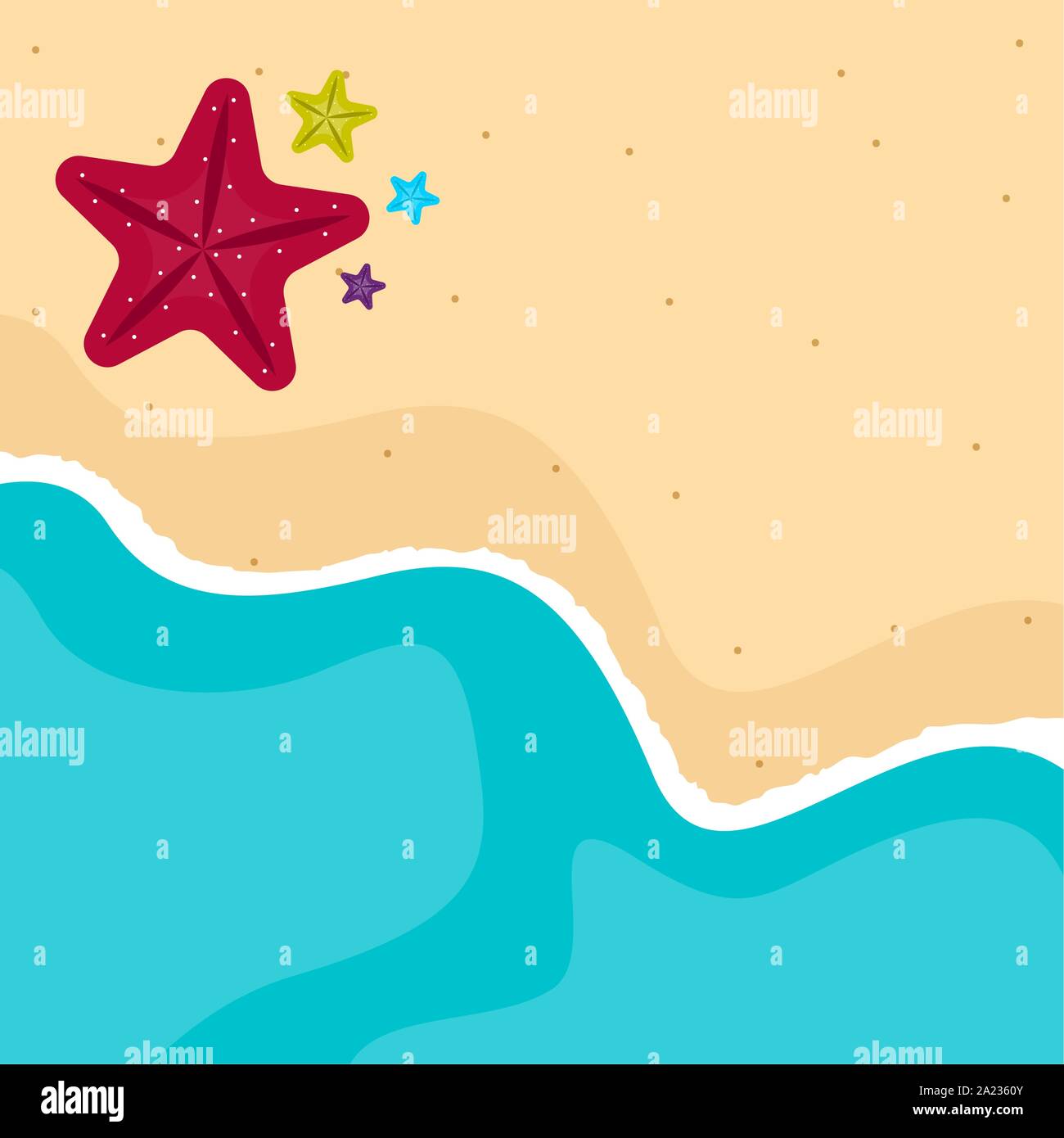 Beach landscape with sand and sea - Vector illustration Stock Vector ...