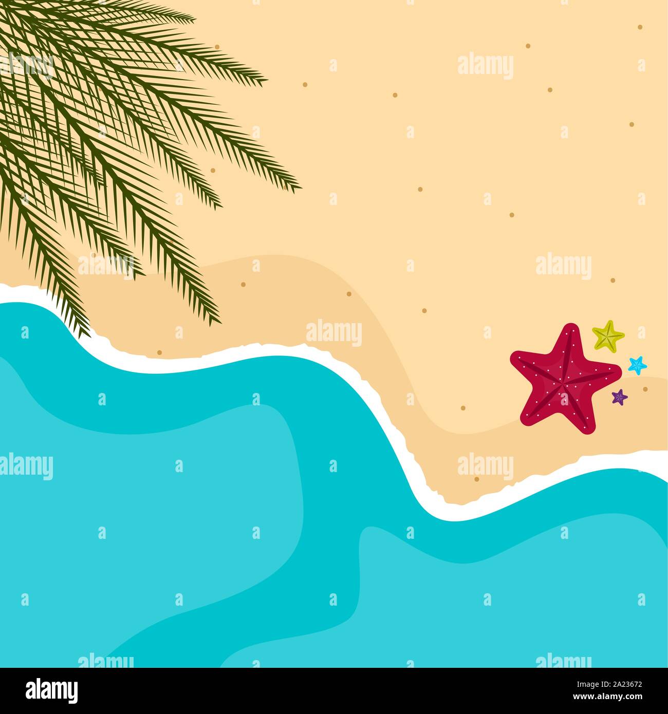Beach landscape with sand and sea - Vector illustration Stock Vector ...