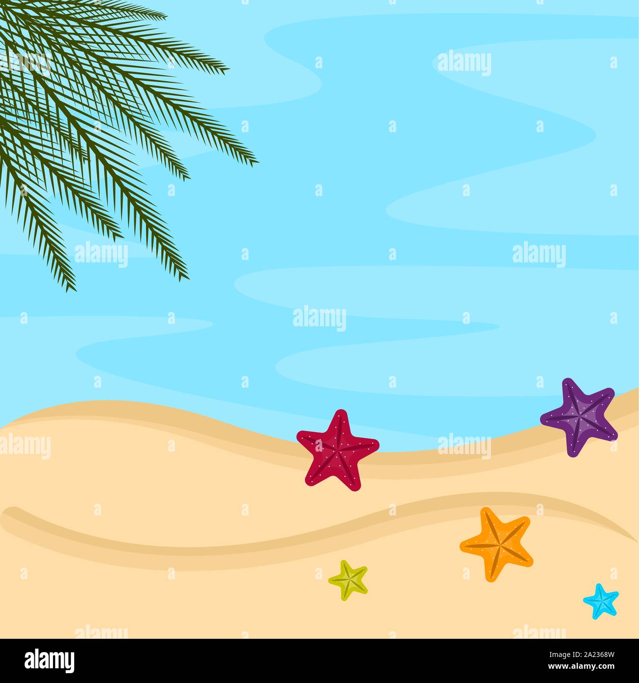 Beach landscape with sand and sea - Vector illustration Stock Vector ...