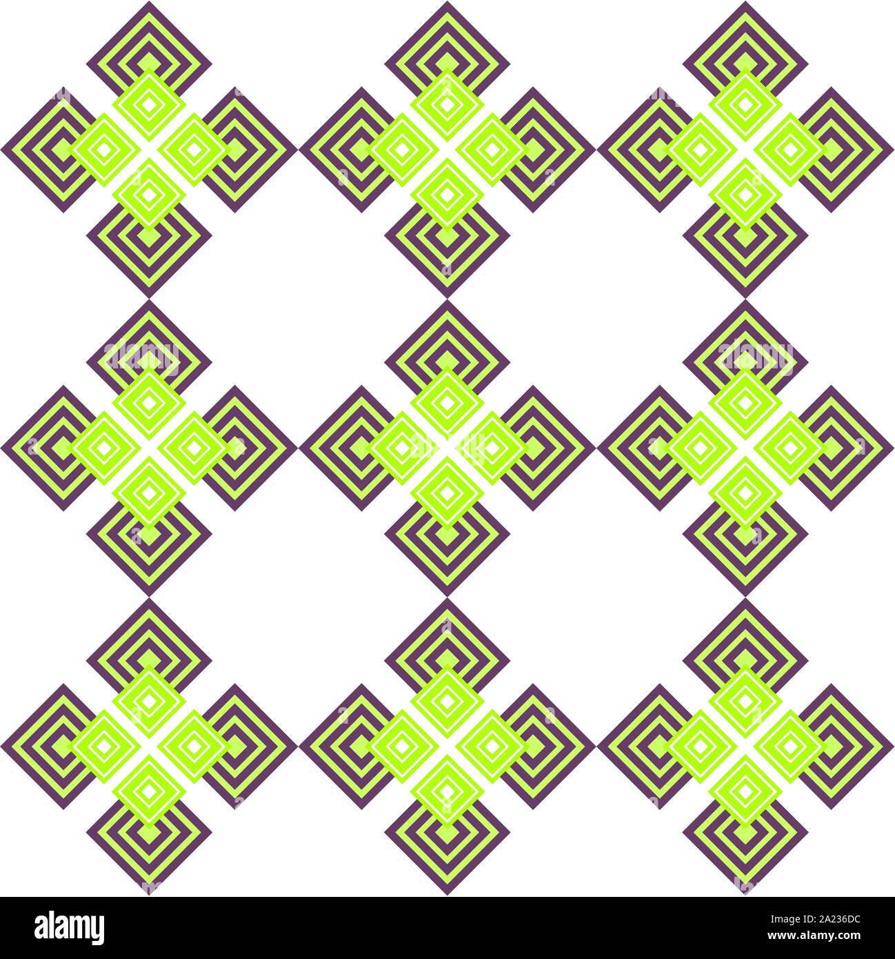 Combination of square and round shapes and symmetrical geometric figures setting imitating ancient tiles Stock Vector