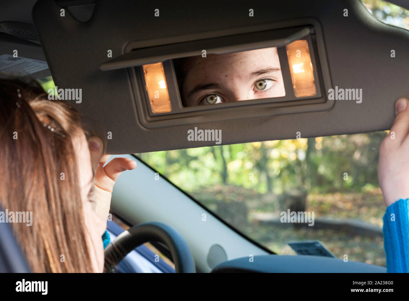 Vanity mirror in car hires stock photography and images Alamy