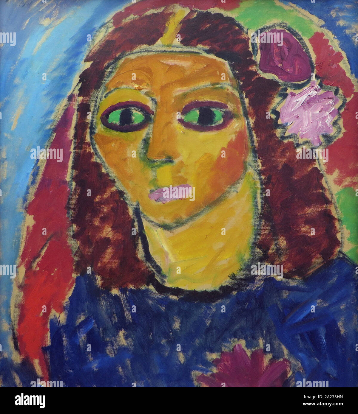 Alexej Von Jawlensky 1864 1941 - Frauenkopf Mit Blumen Um Haar 1911 Stock Photo