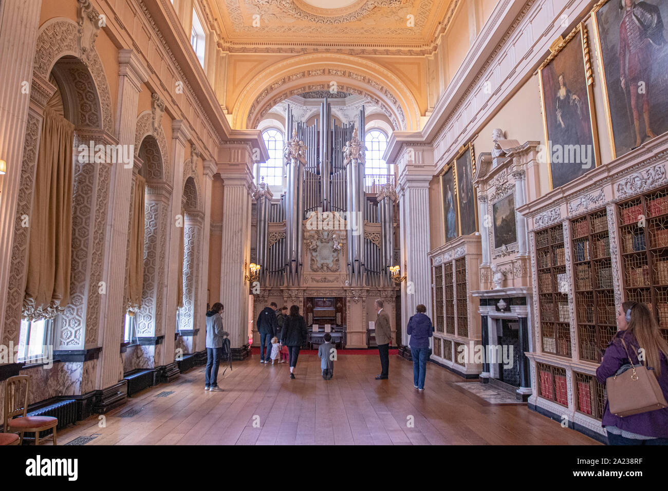 Maurizio Cattelan's kneeling Hitler Boy art exhibit in Blenheim Palace. It was here that famous his 18 carot Golden toilet art exhibit was stolen. Stock Photo