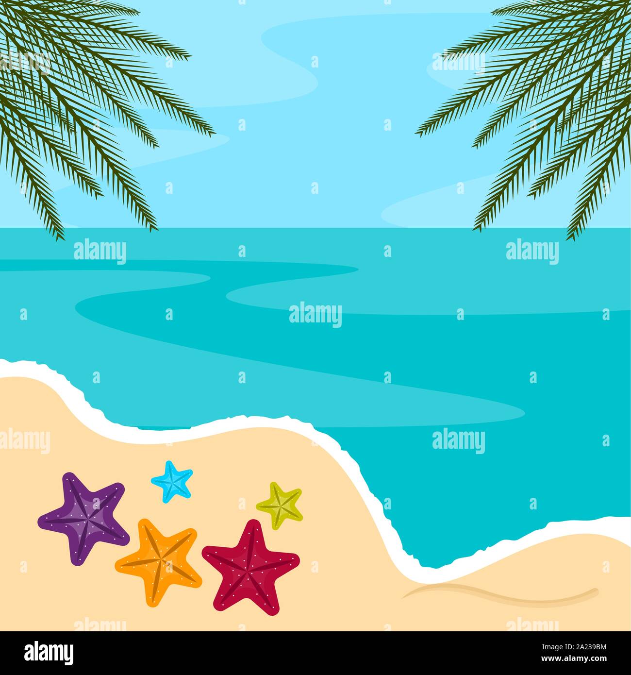 Beach landscape with sand and sea - Vector illustration Stock Vector ...