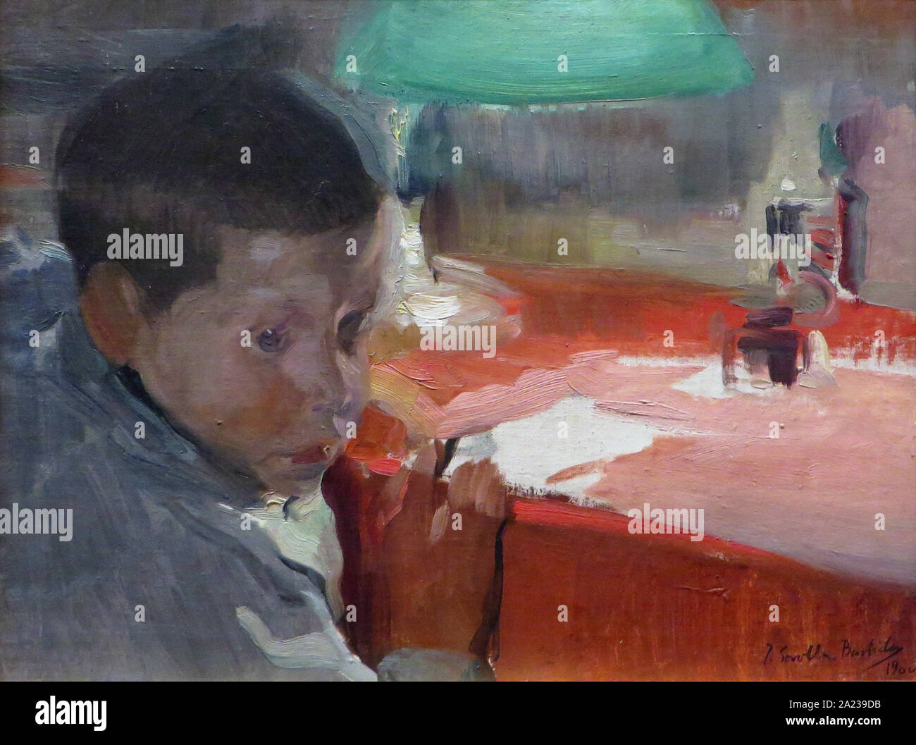Joaquin Sorolla Y Bastida 1863 1923 - Joaquin A la luz de una lampara 1900 Stock Photo