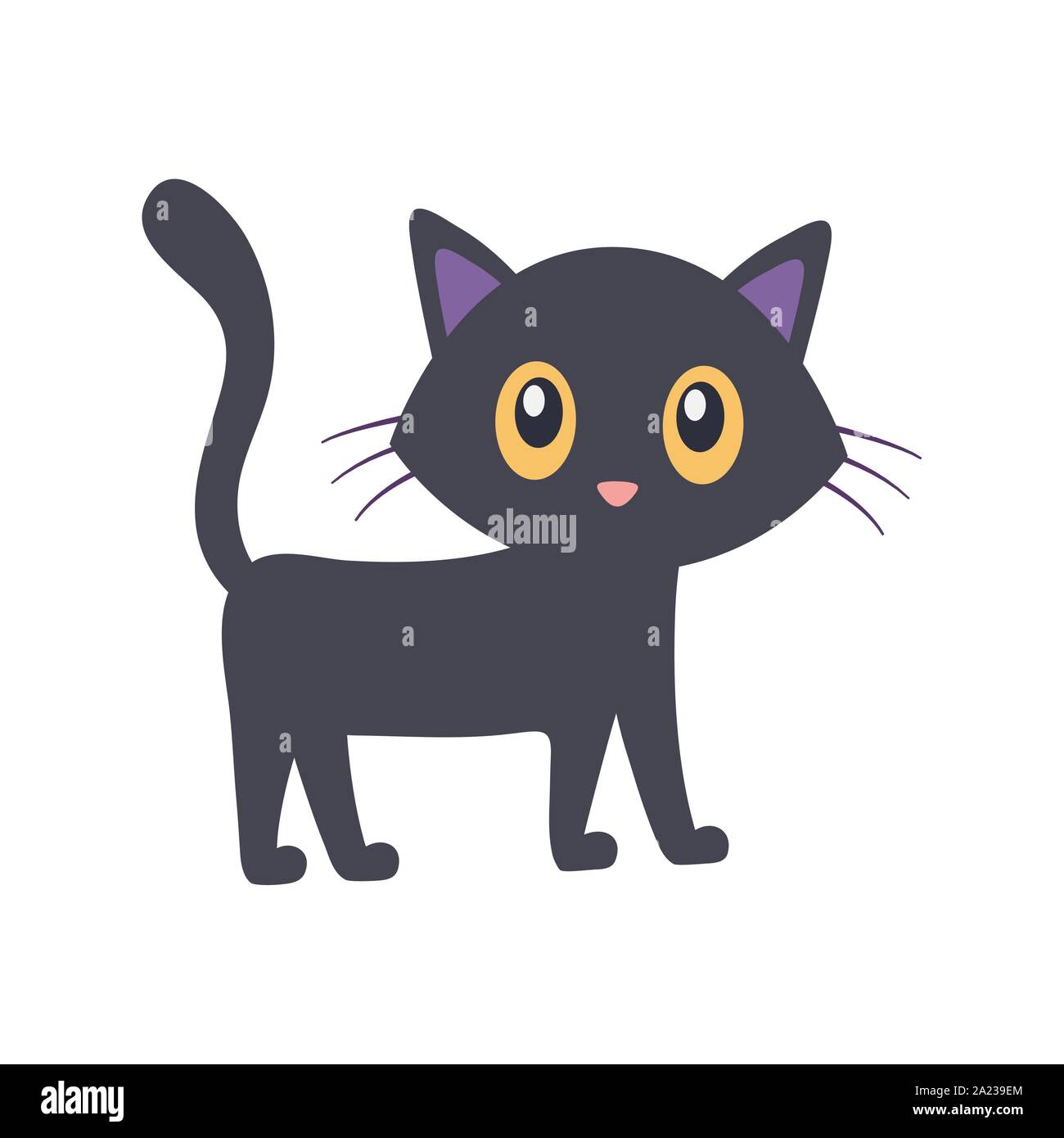 black cat trick or treat happy halloween vector illustration Stock ...