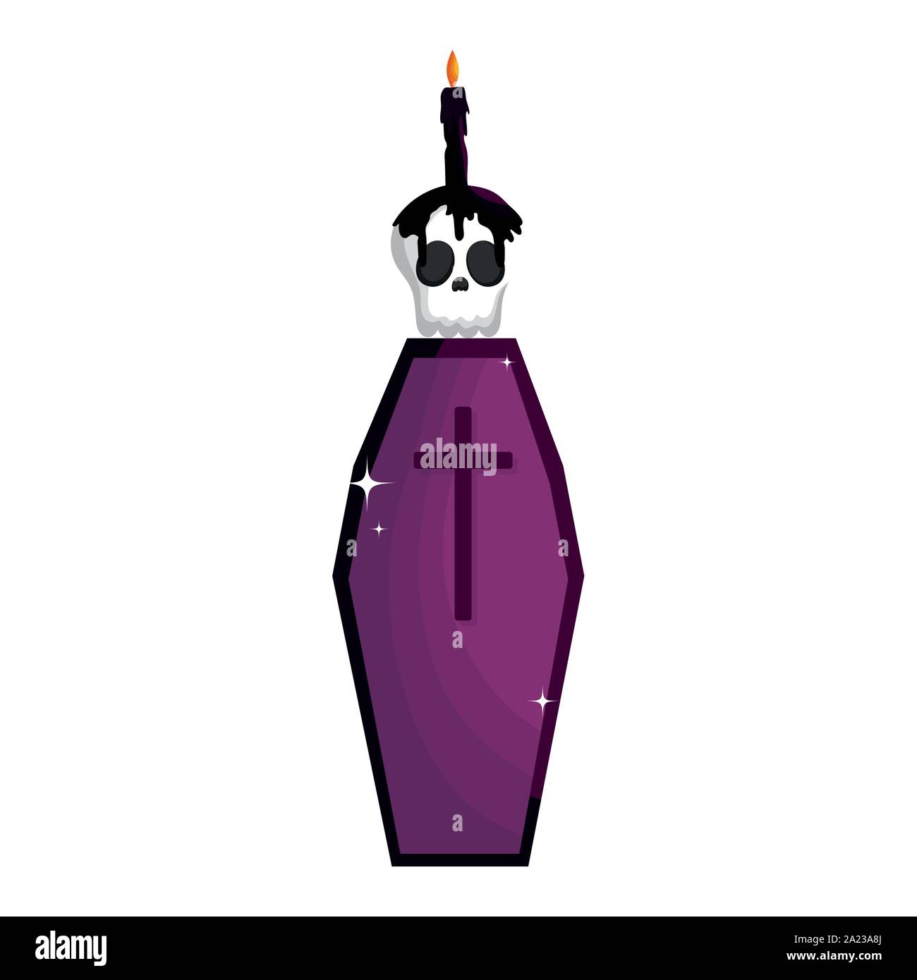 coffin skull candle trick or treat happy halloween vector illustration ...