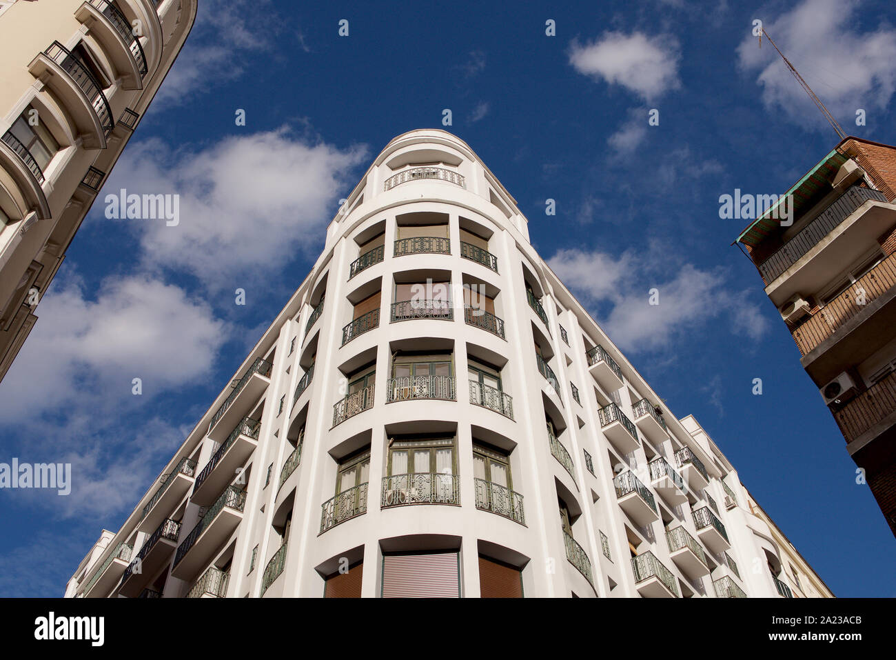Curved building in Madrid, Spain Stock Photo
