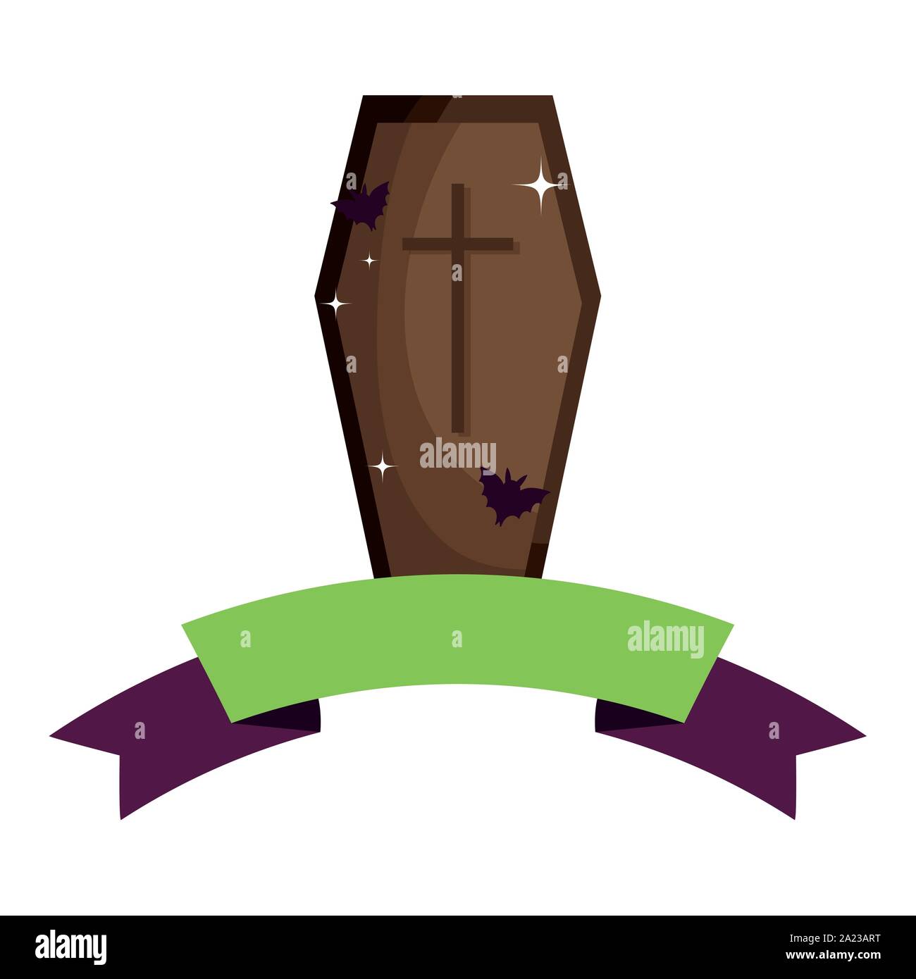 coffin ribbon trick or treat happy halloween vector illustration Stock ...