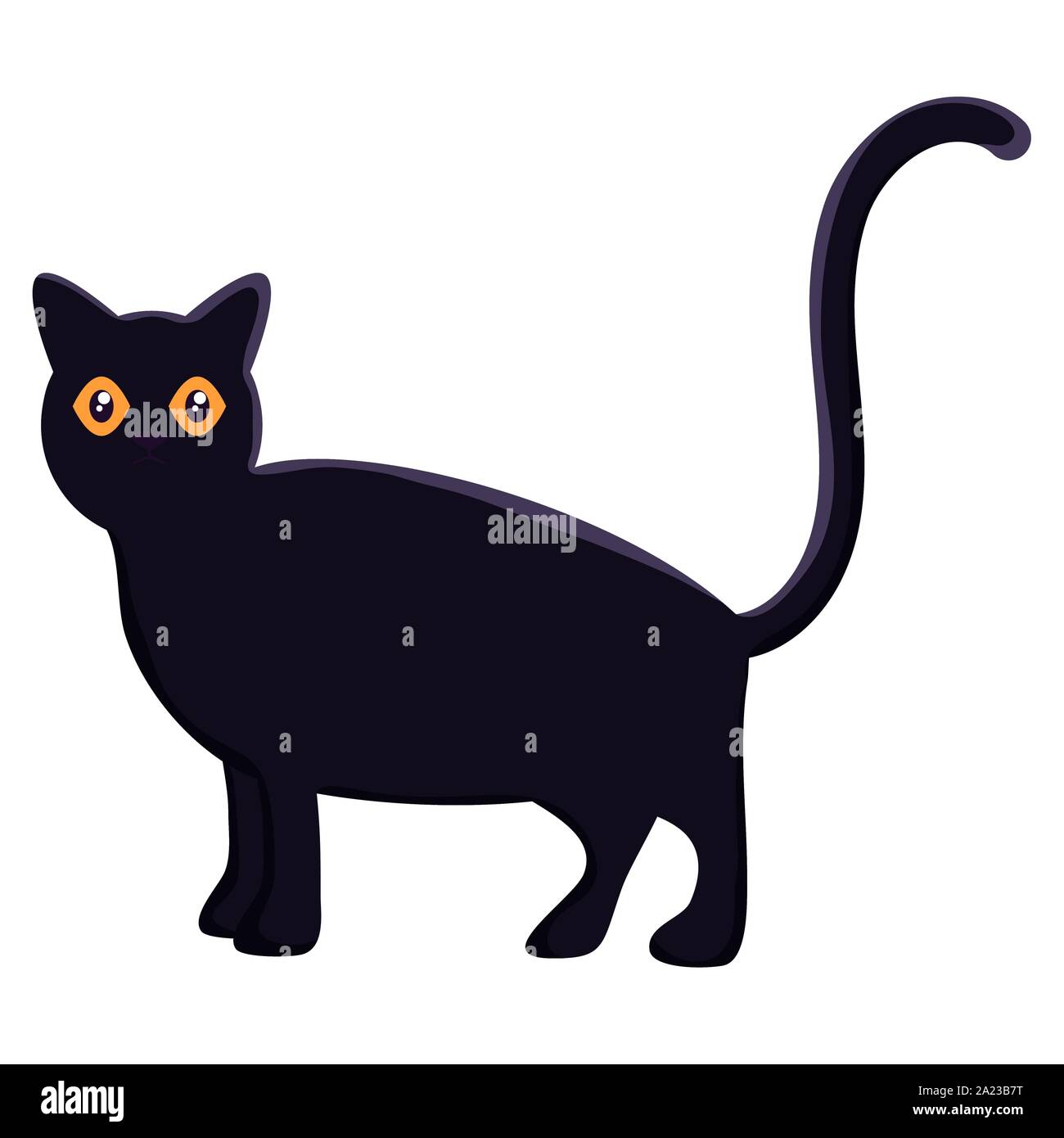 black cat trick or treat happy halloween vector illustration Stock