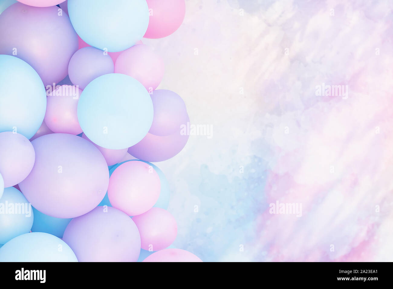 Colorful balloons background, punchy pastel colored and soft focus