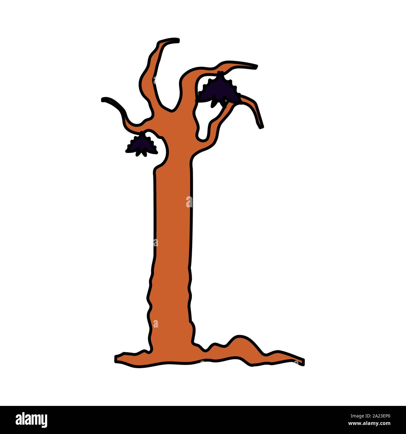 hanging bats dry tree trick or treat happy halloween vector ...
