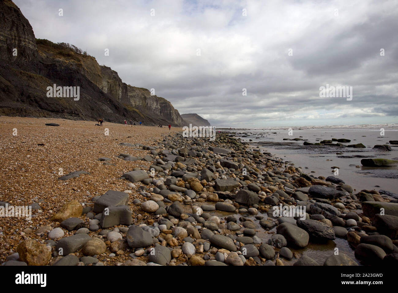 Charmouth beach and cliffs, Dorset England Stock Photo