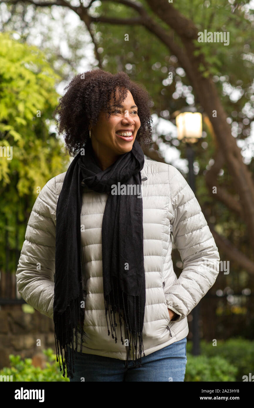 Confident Happy African American Woman Smiling Outside Stock Photo - Alamy