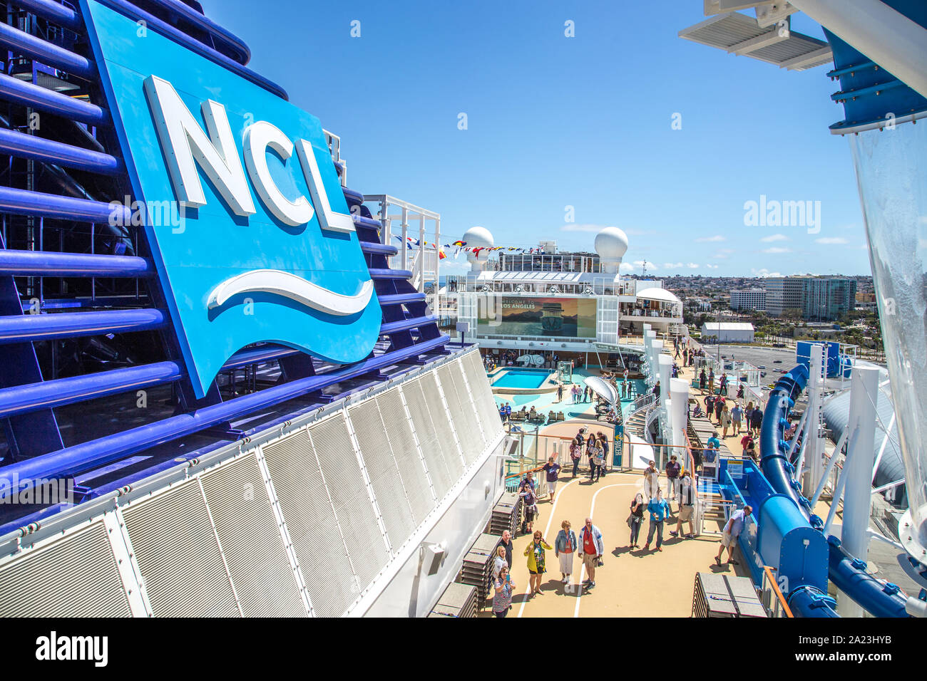 Upper deck on the NCL Bliss Stock Photo