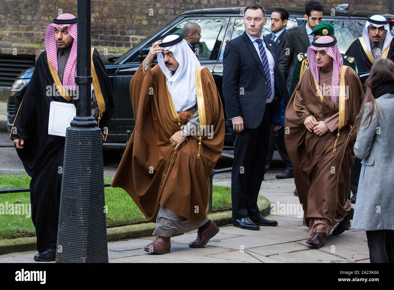 FILE IMAGE London, UK. 7th March, 2018. Bodyguard Maher Abdulaziz Mutreb (centre rear) arrives