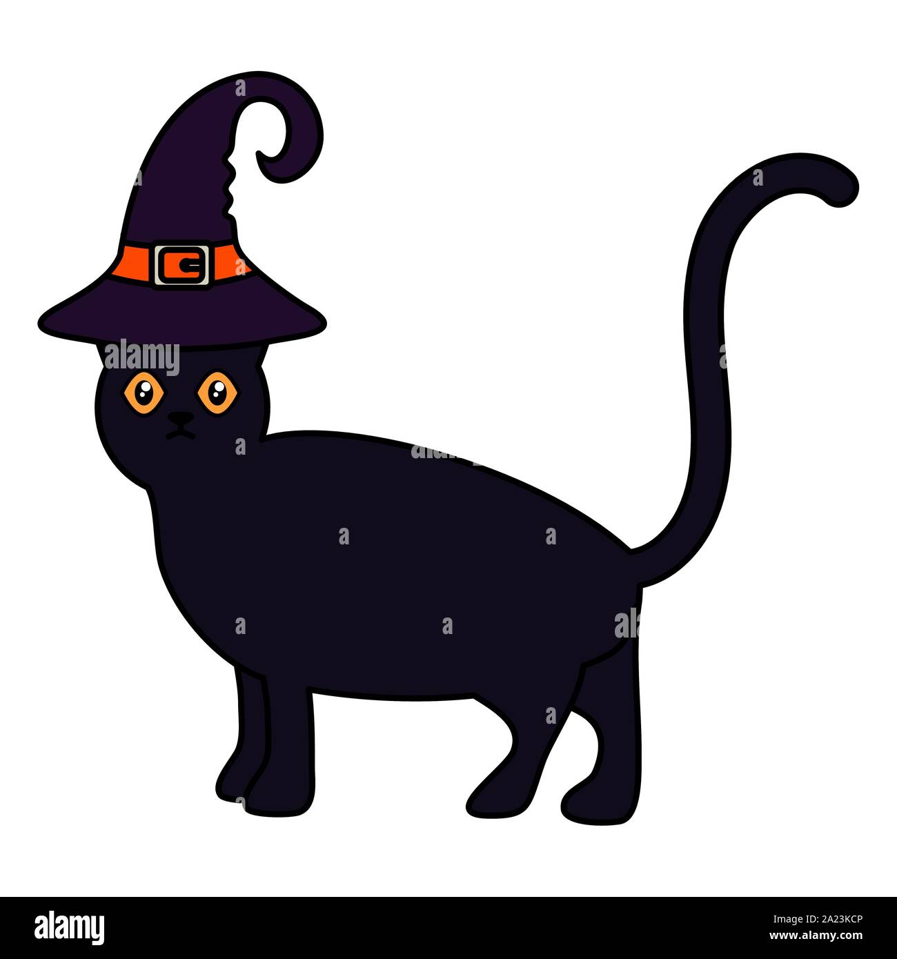 black cat trick or treat happy halloween vector illustration Stock ...