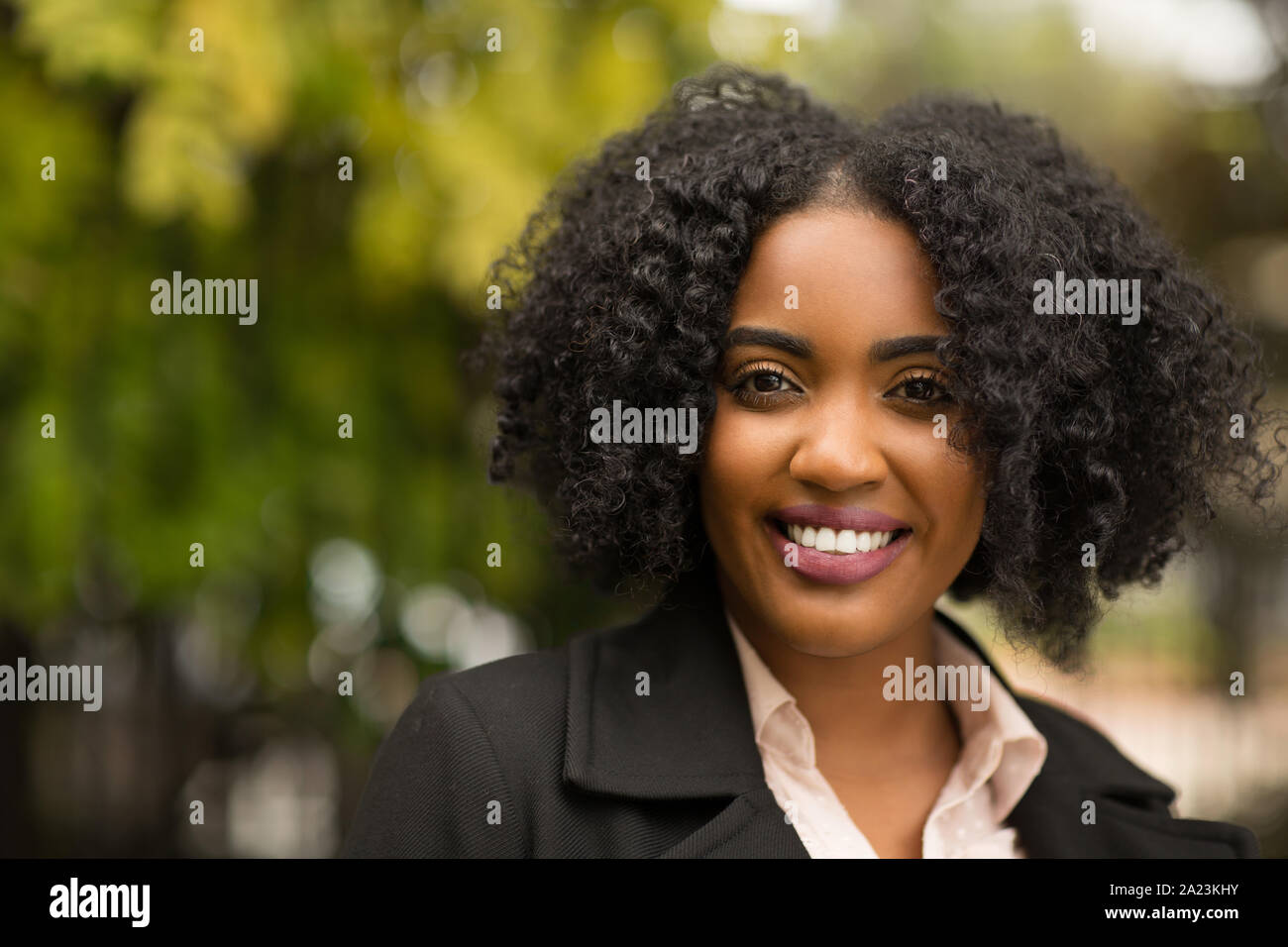 Beautiful Confident African American Woman Smiling Outside Stock Photo ...
