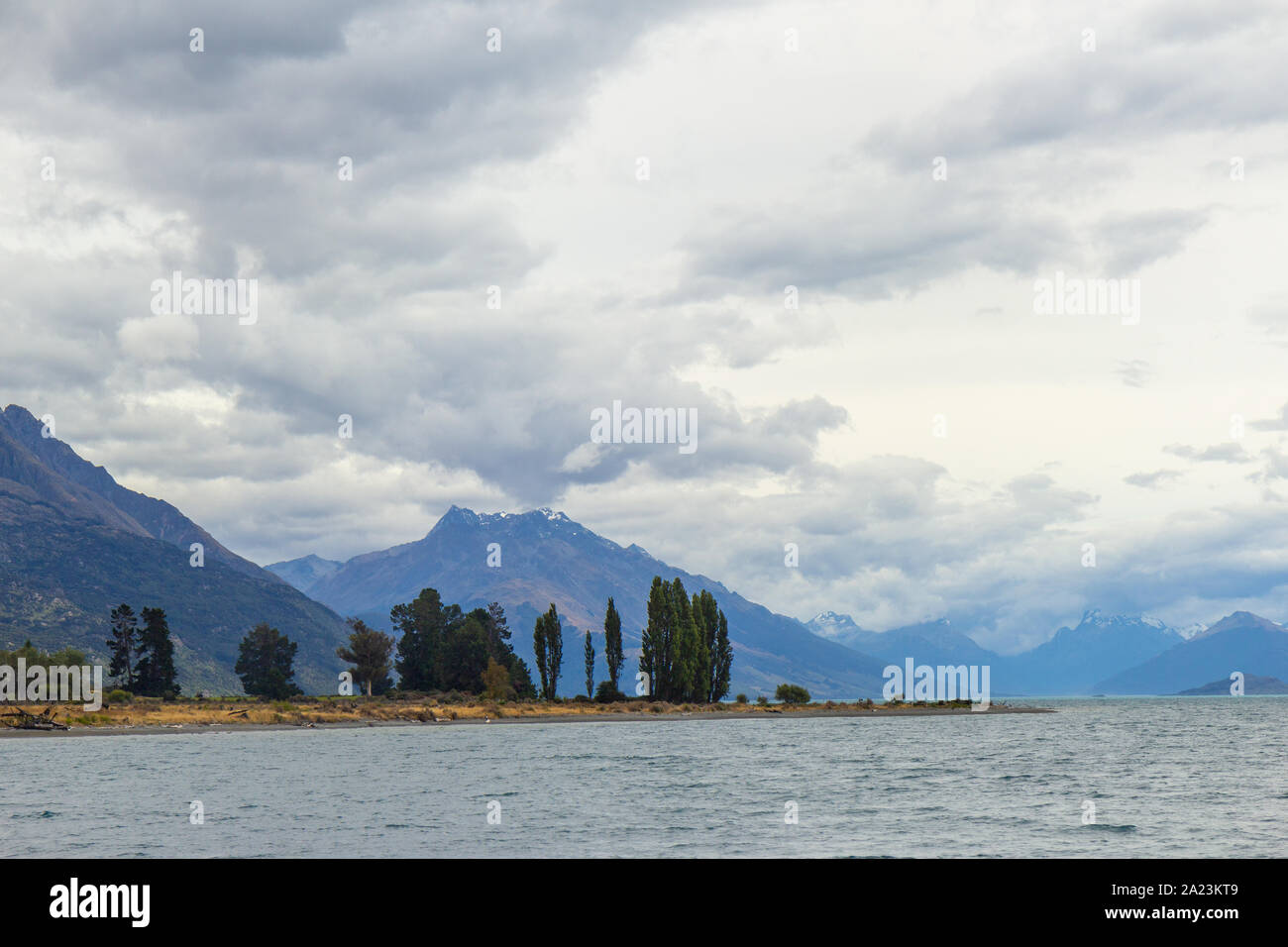 View of lake Wakatipu from a boat, Queenstown Stock Photo