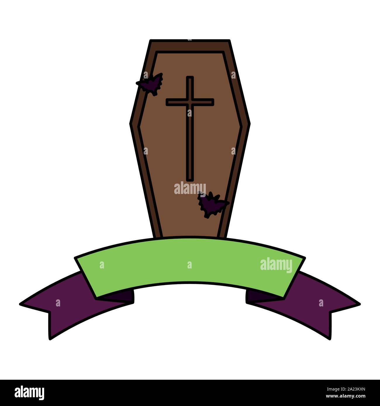 coffin ribbon trick or treat happy halloween vector illustration Stock ...