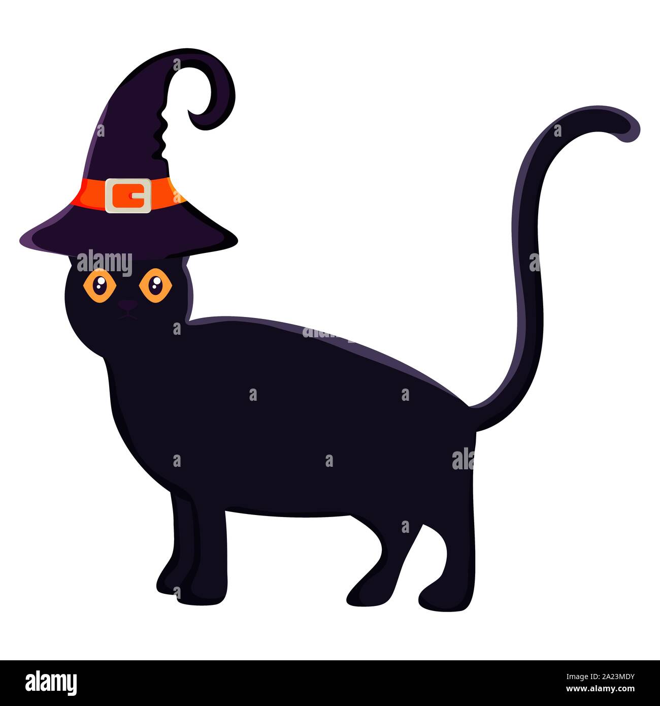 black cat trick or treat happy halloween vector illustration Stock
