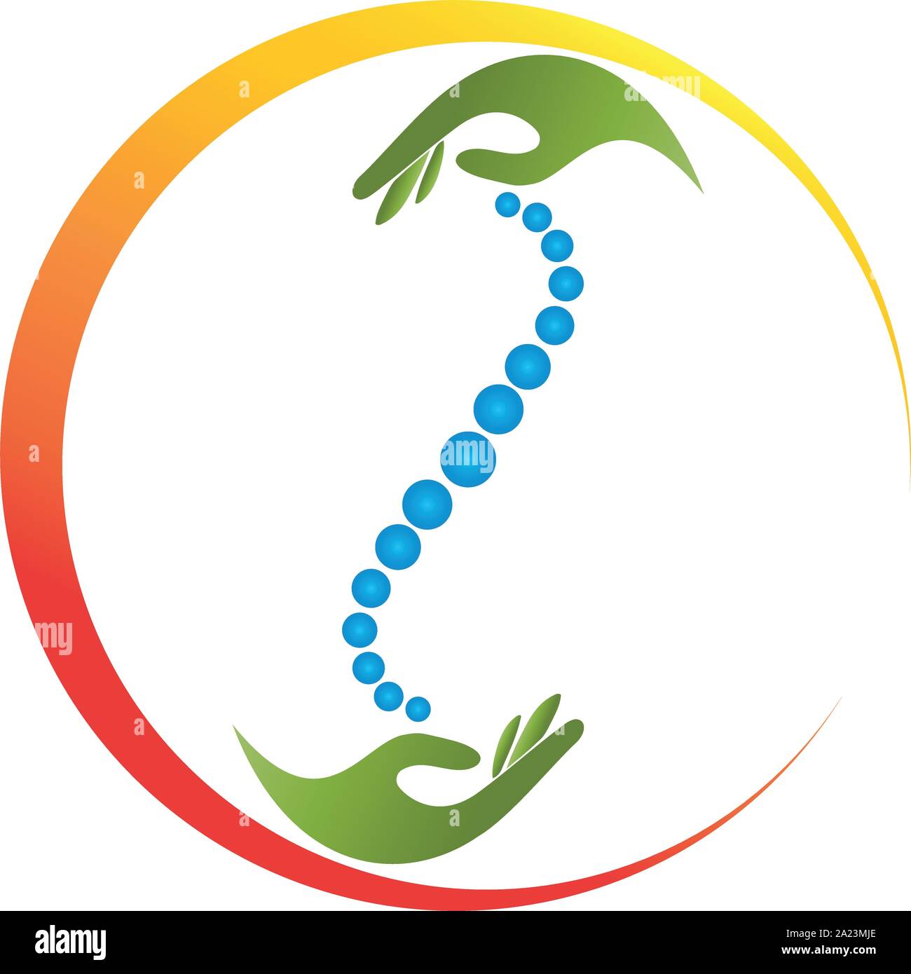 Spine, hands, orthopedist, chiropractor, logo Stock Vector