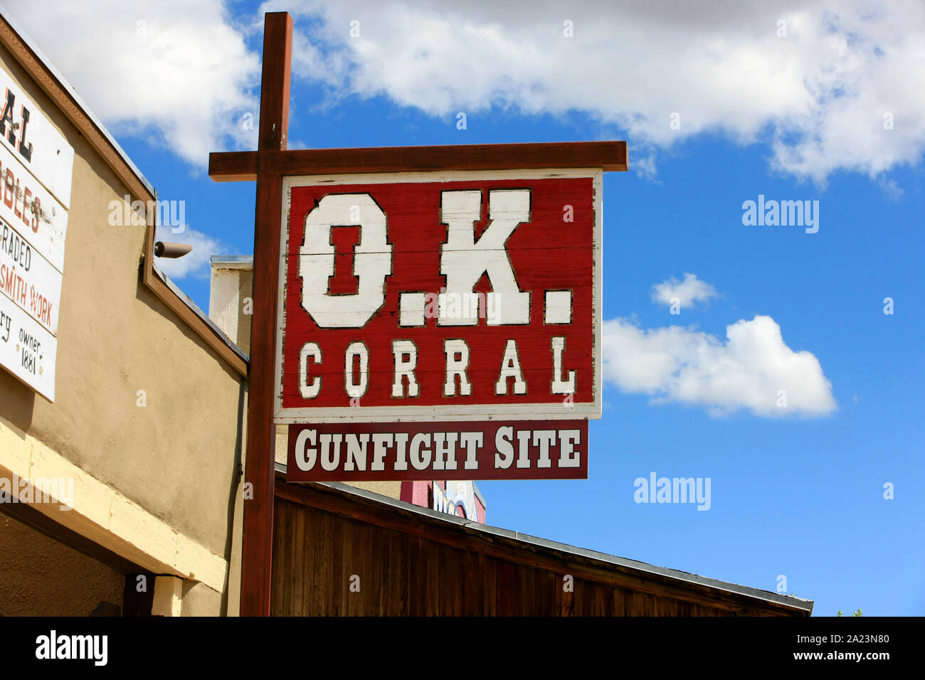 OK Corral Sign Repro Aged Cowboy Sign Reproduction Aged sign