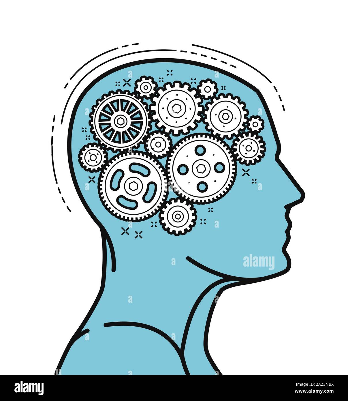 Brain and head, mechanical gears in progress. Vector illustration Stock Vector Image & Art Alamy