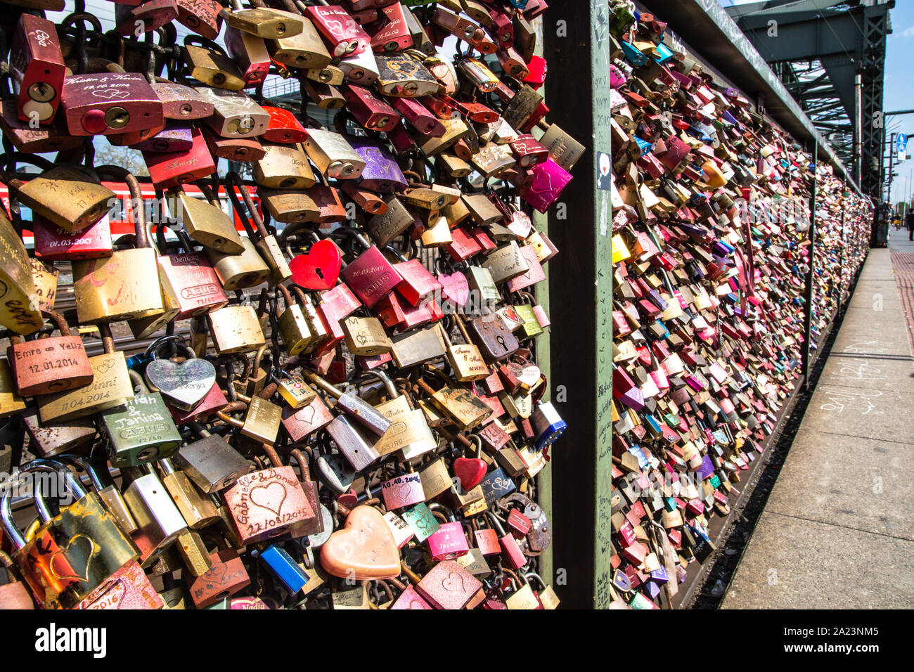 Love locks on the Hohenzollern Bridge in Cologne, Germany Stock Photo