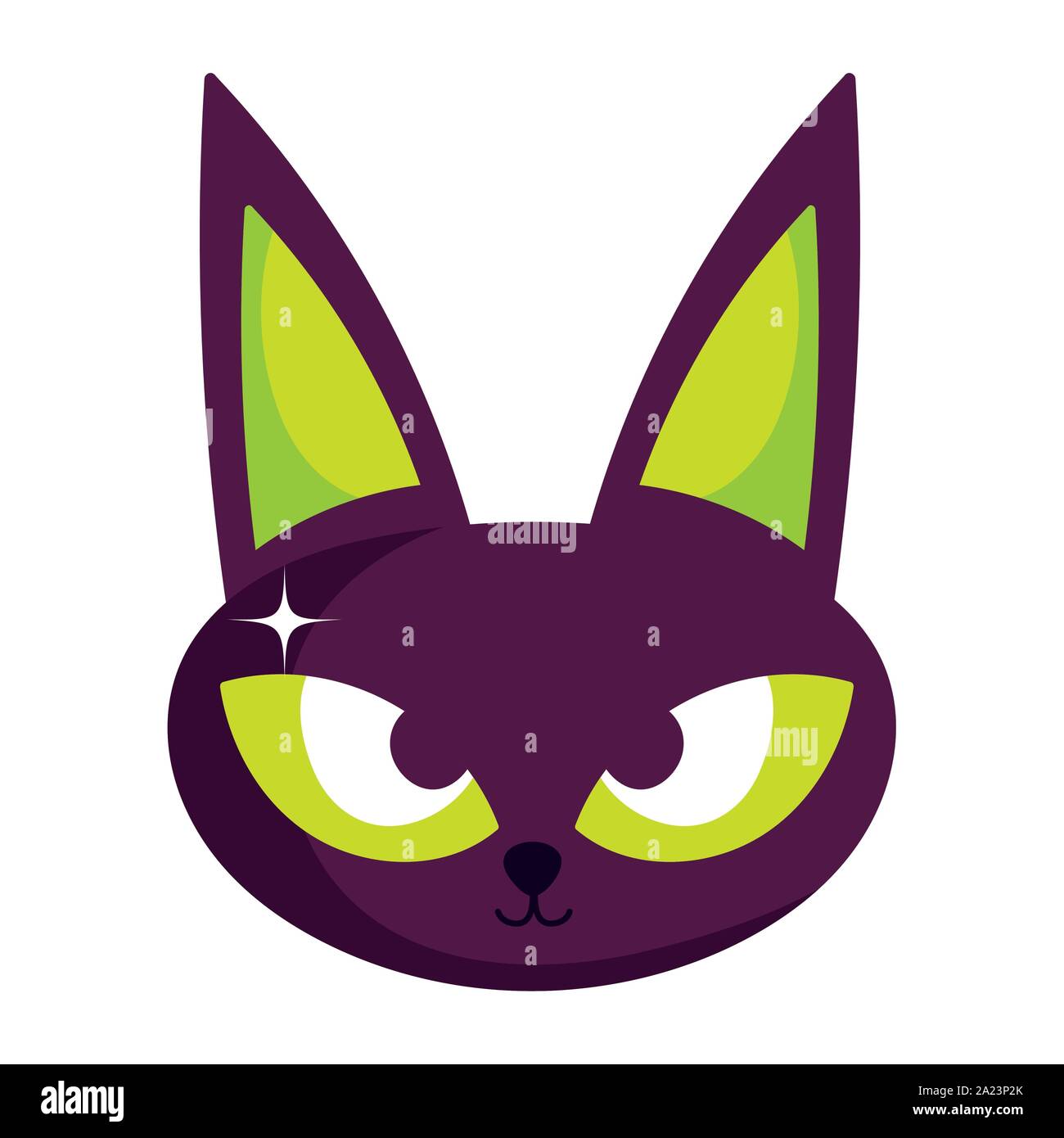 black cat face trick or treat happy halloween vector illustration Stock ...