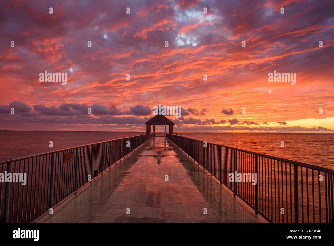 The fishing pier on Lake Pontchartrain at sunset, Fontainebleau State