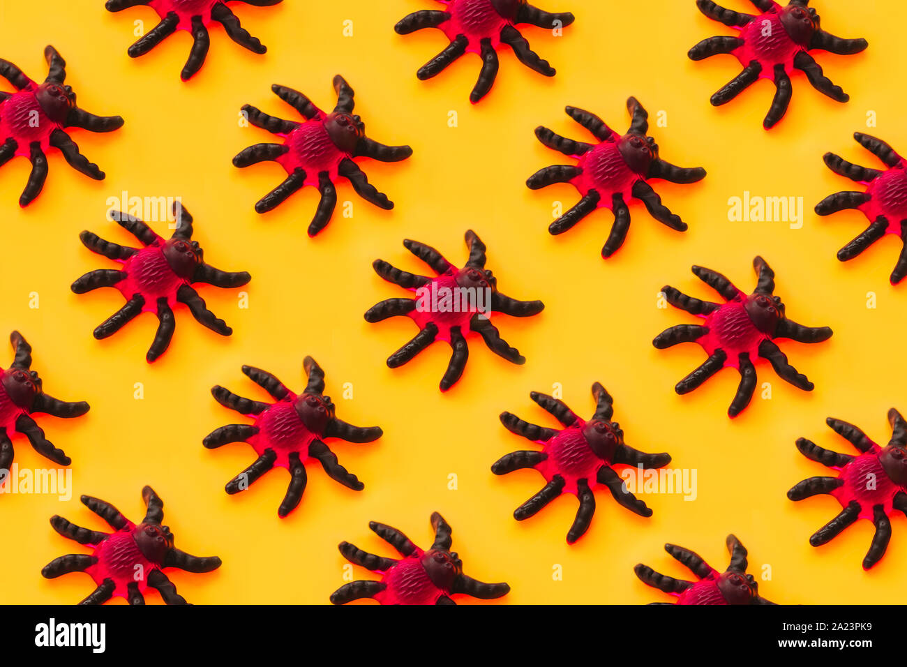 Marmalade spiders seamless pattern crawling up. Halloween concept Stock Photo