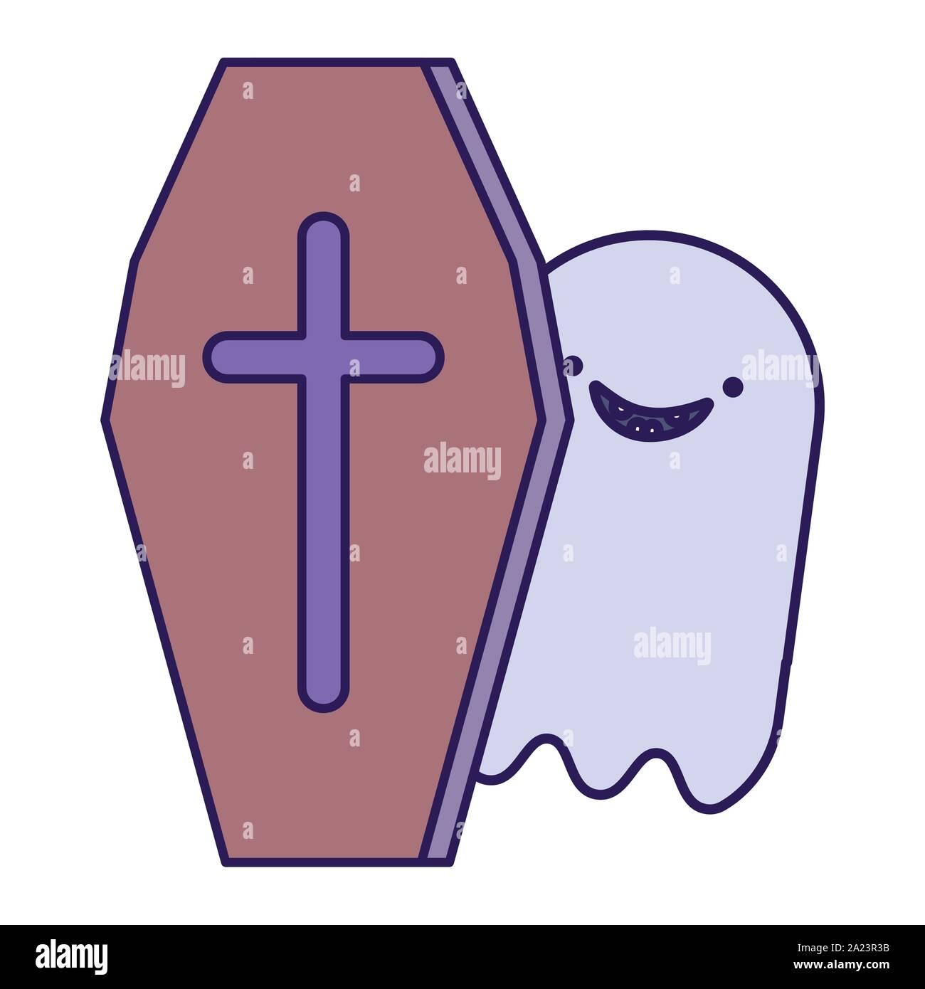 ghost coffin trick or treat happy halloween vector illustration Stock ...