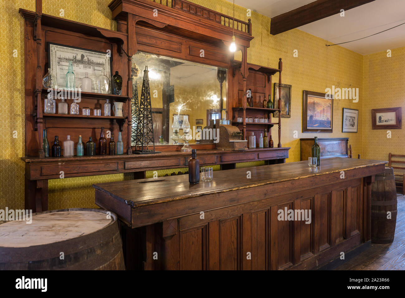 Original Bar From R C Grinnell S Log Cabin Saloon At The