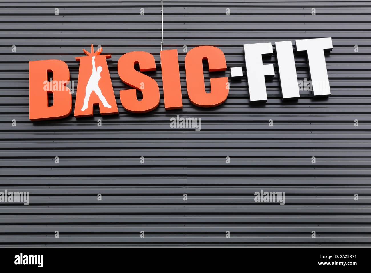 Villefranche, France September 22, 2019 BasicFit logo on a wall