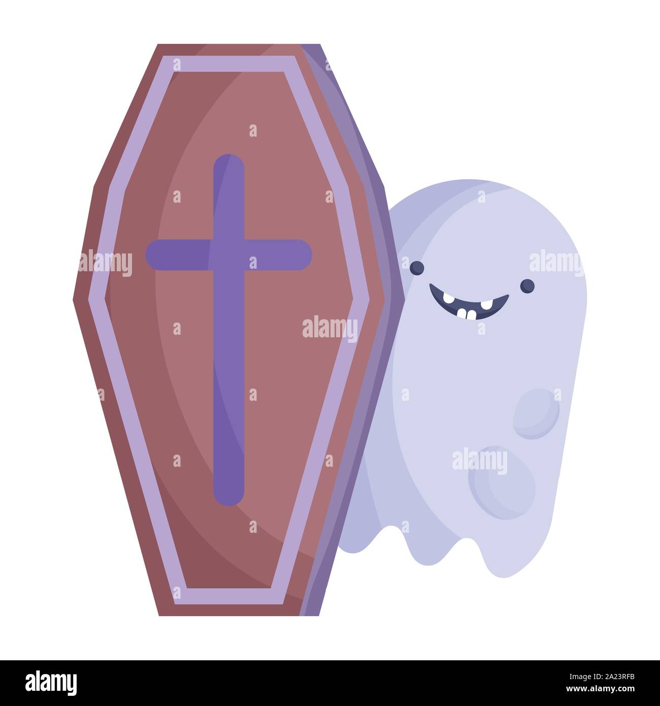 ghost coffin trick or treat happy halloween vector illustration Stock ...
