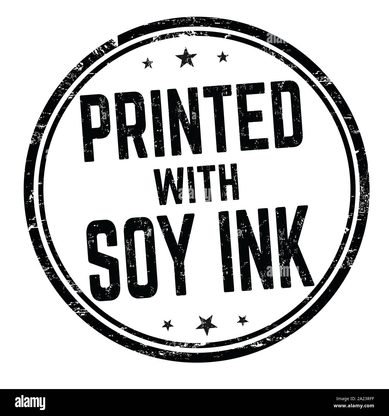 Printed with soy ink sign or stamp on white background, vector illustration Stock Vector