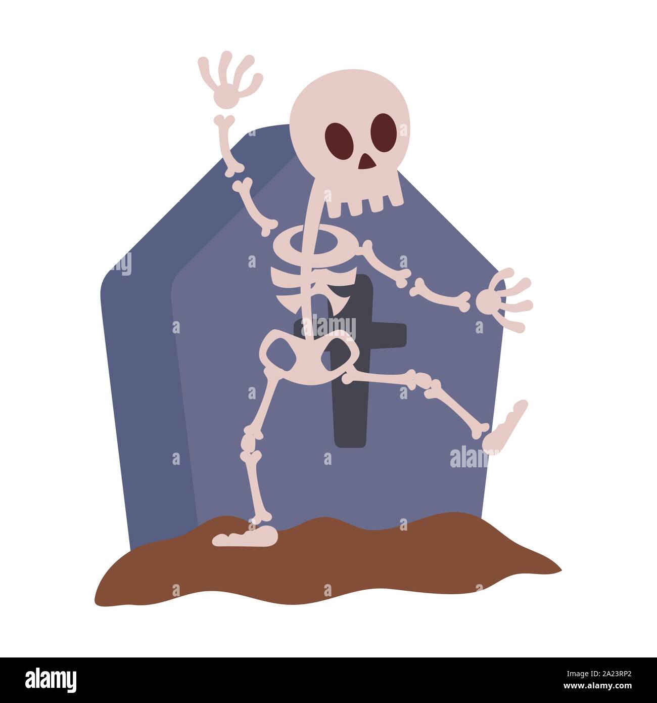 skeleton character with gravestone trick or treat happy halloween