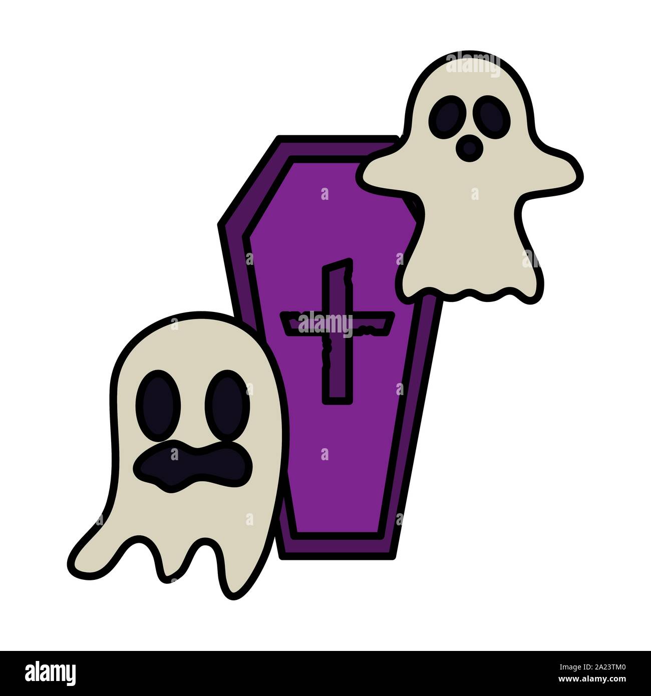 ghosts coffin trick or treat happy halloween vector illustration Stock ...