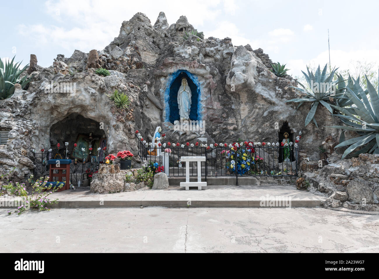 Our Lady of Lourdes Grotto in Rio Grande City, Texas Stock Photo