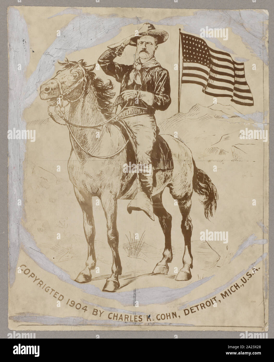 Our hero. Equestrian in the dress of a rough rider occupying the ...
