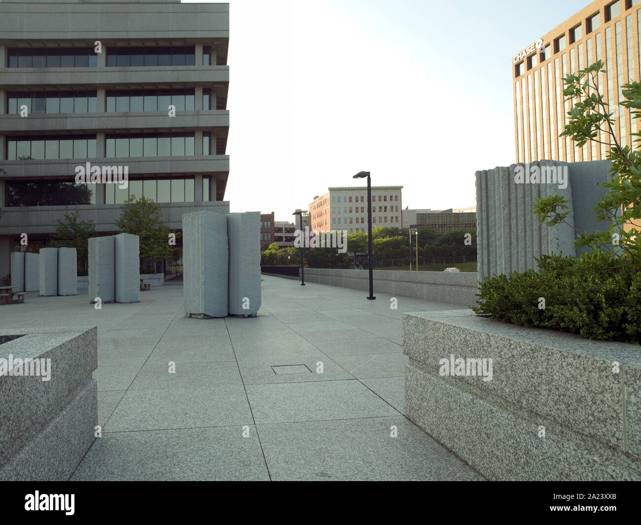 Seiberling Building Outdoor sculpture at the Seiberling Federal Building, Akron, Ohio Stock ...