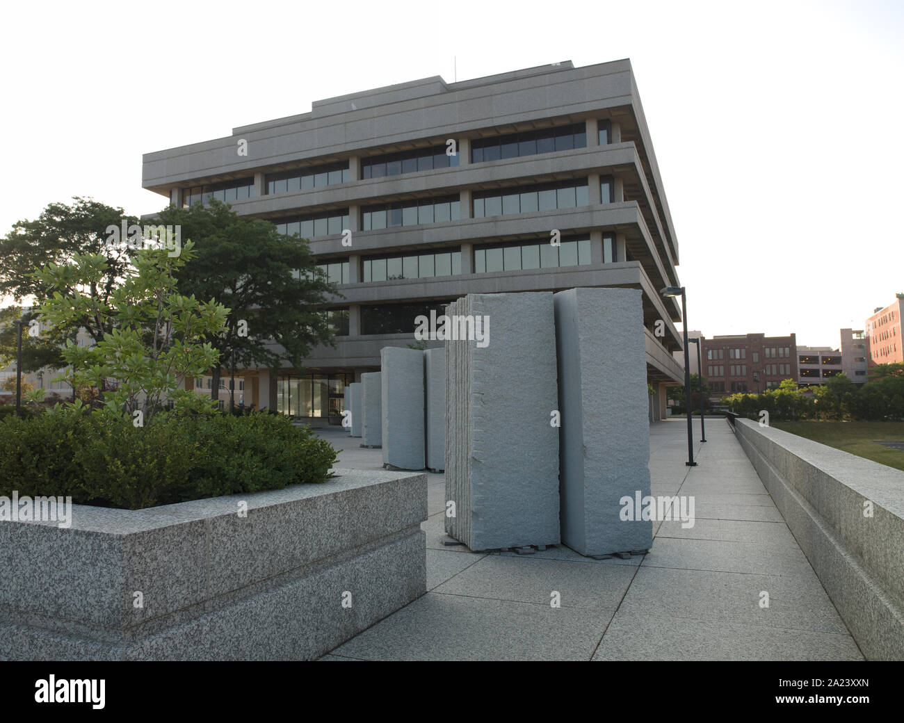 Seiberling Building Outdoor sculpture at the Seiberling Federal Building, Akron, Ohio Stock ...