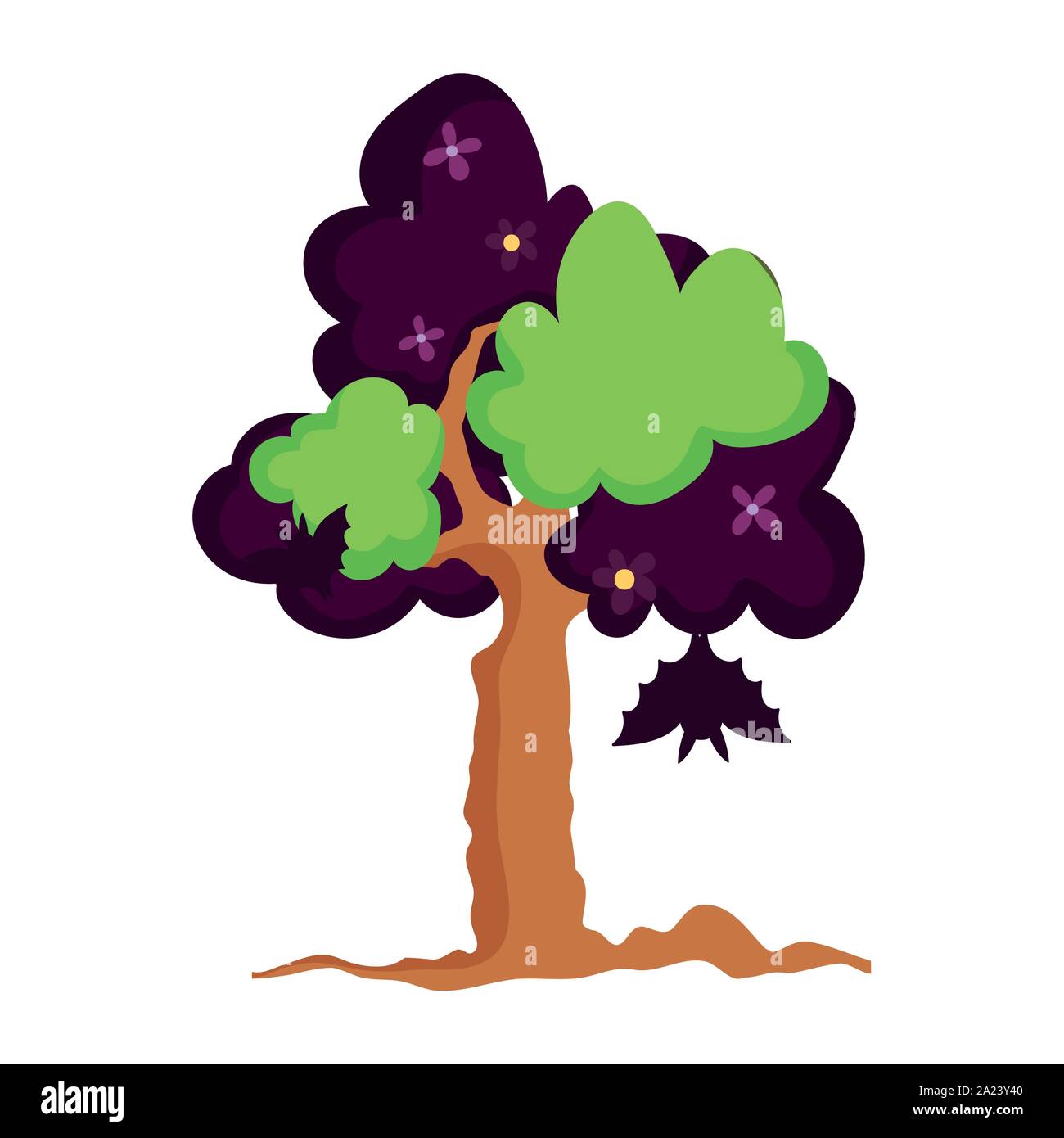 hanging bat of tree trick or treat happy halloween vector illustration ...