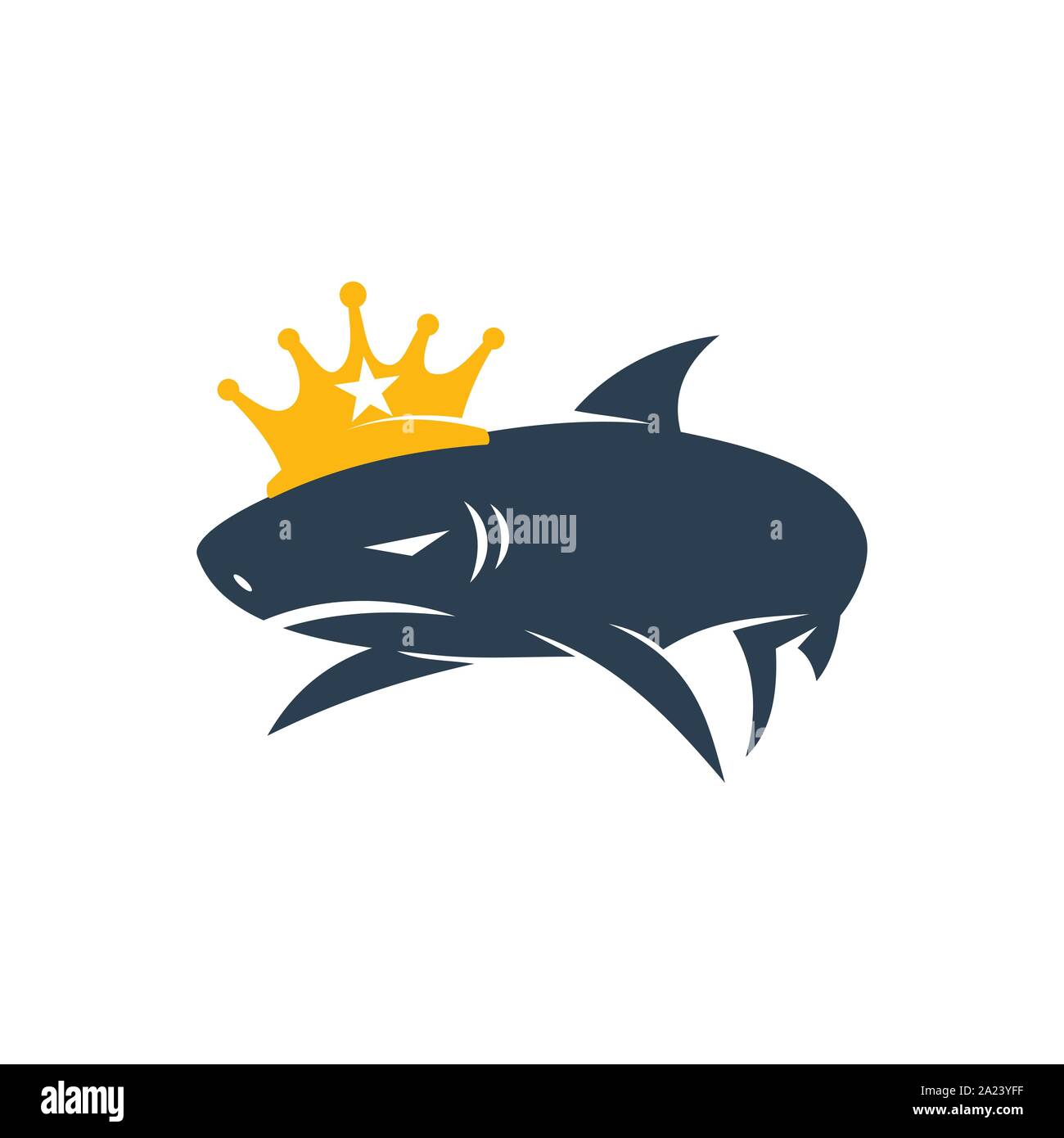 Shark King logo design vector isolated illustration template Stock Vector