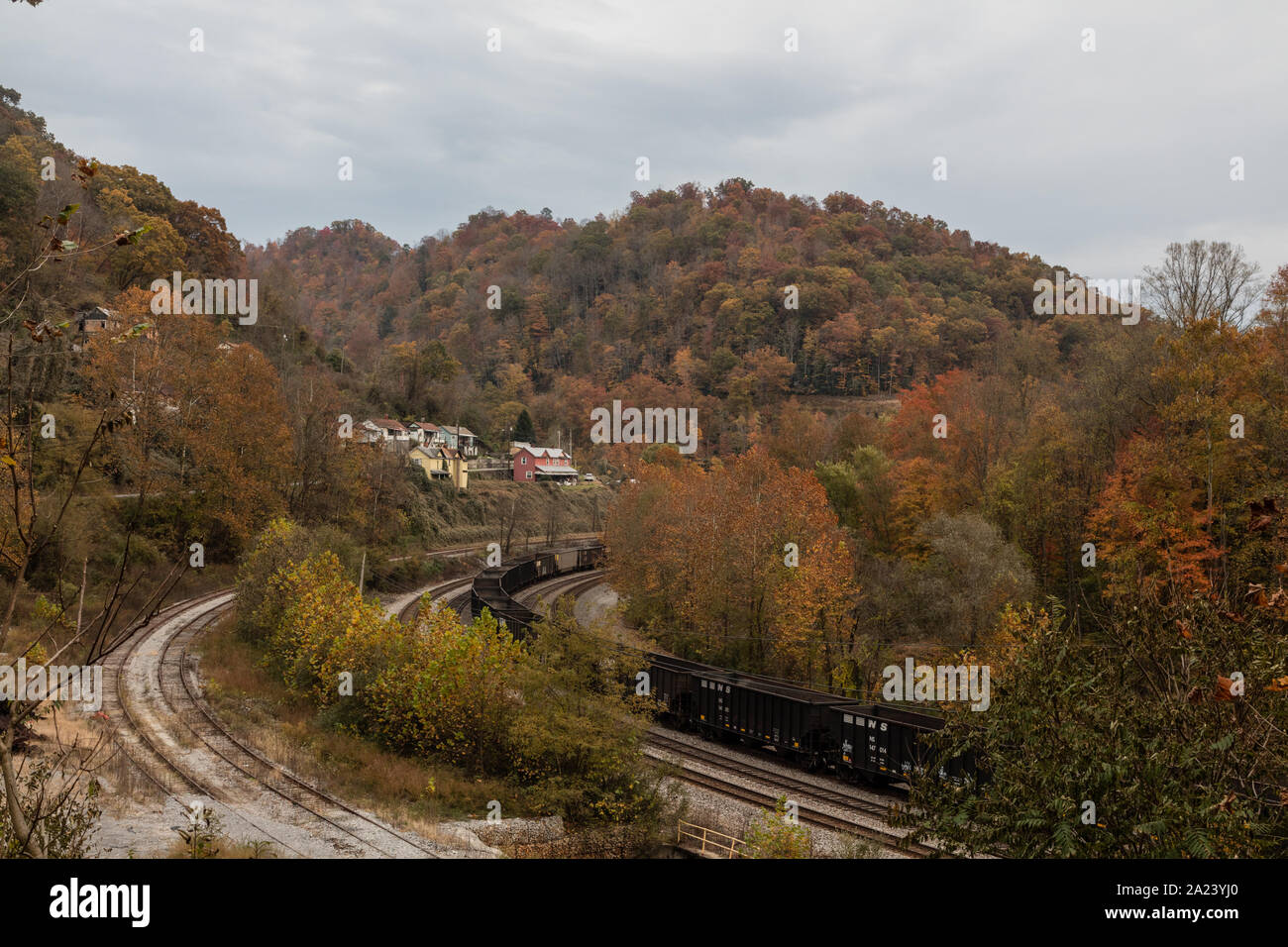Overview of the railroad line below Capels, an unincorporated