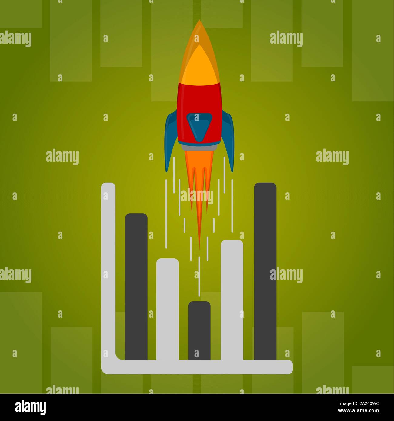 Rocket taking off with a business graph. Startup concept - Vector ...