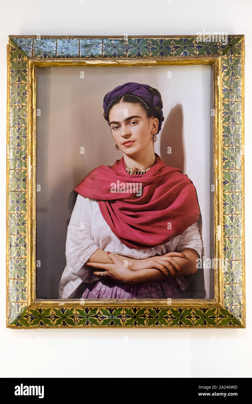 July 25, 2019: Portrait of Frida Kahlo. Frida Kahlo museum, Coyoacan, Mexico City. Stock Photo