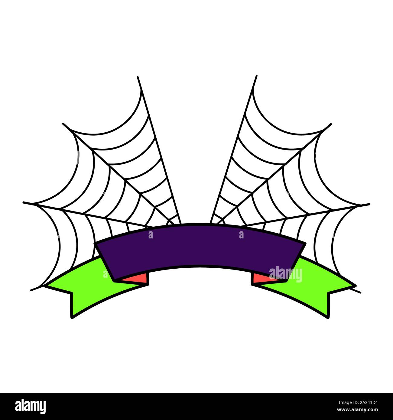 cobweb ribbon trick or treat happy halloween vector illustration Stock ...