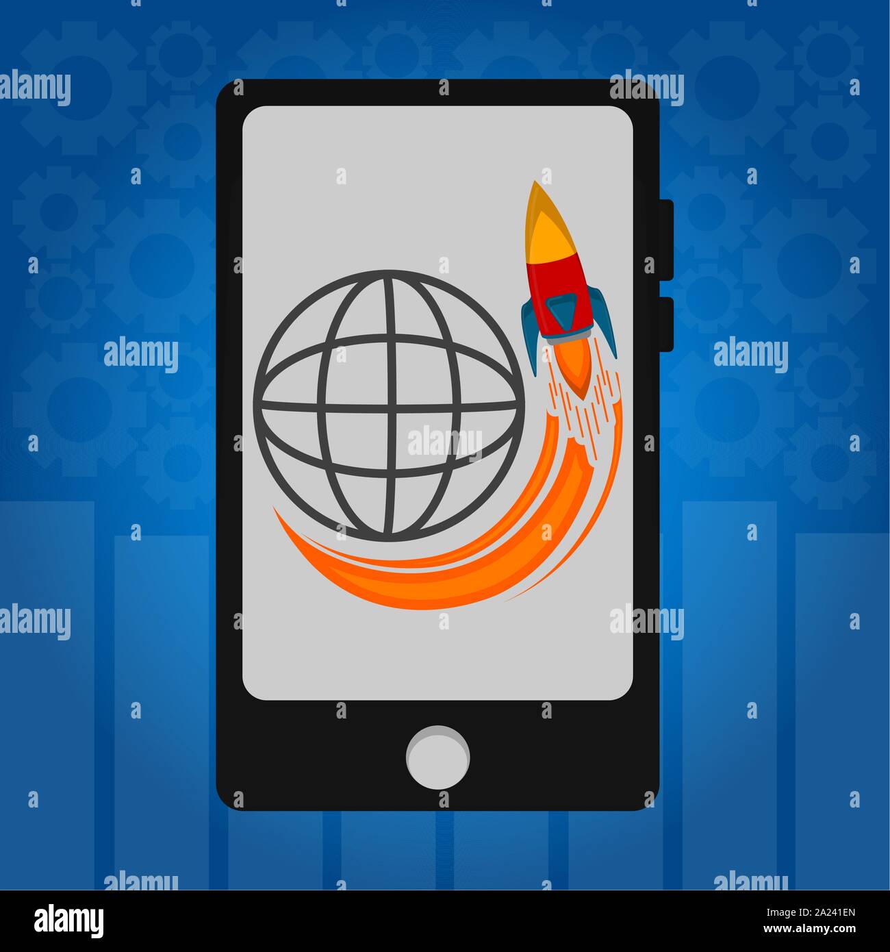 Rocket taking off from a laptop. Startup concept - Vector illustration ...
